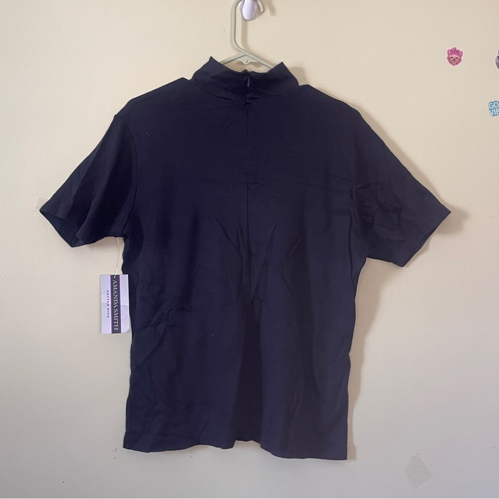 Vintage 90s Black Mock Neck T-Shirt - Picture 7 of 7